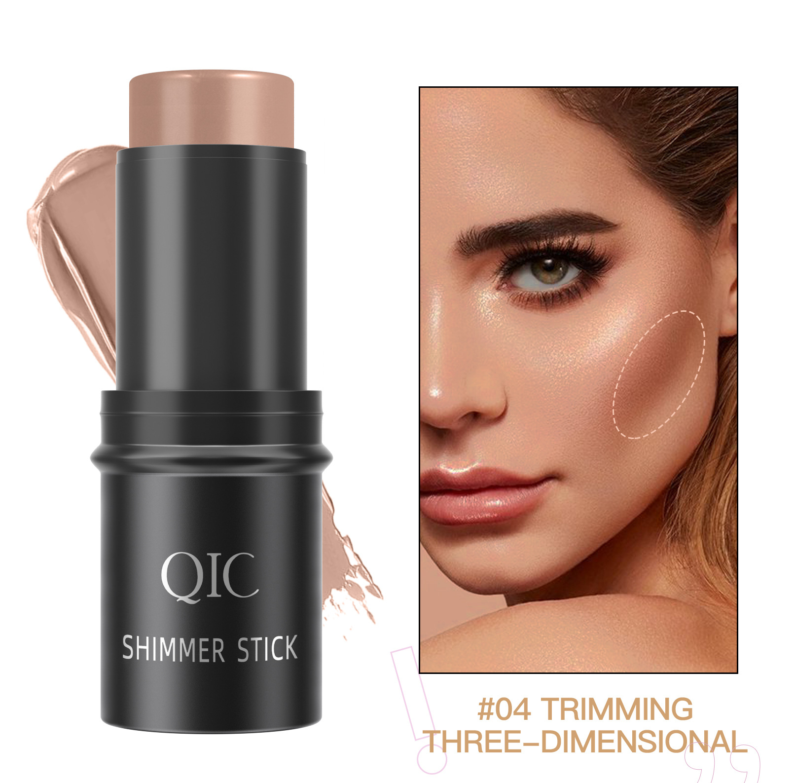 QIC Qini Color Highlighter Contouring BrighTening Shadow Stick Three-dimensional Facial Foundation Cream Bed Pencil Blush Stick Makeup undefined