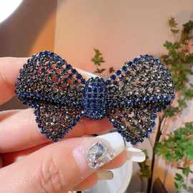 合金发饰精致领结6cm气质发夹满钻轻奢弹簧夹成人优雅时尚百搭