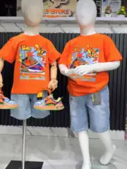 New Cross-Border 230g Pure Cotton Printed Kids Short Sleeve T-Shirt Unisex Loose Casual Breathable Versatile Top