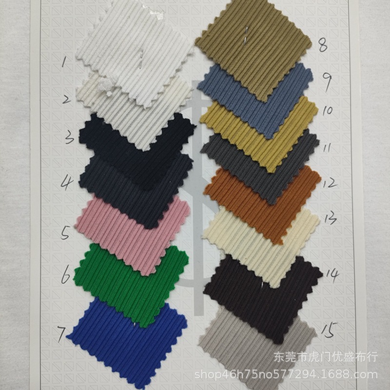 现货230g双直条针织面料 肌理纹坑条楼梯布休闲面料 直条坑条提花