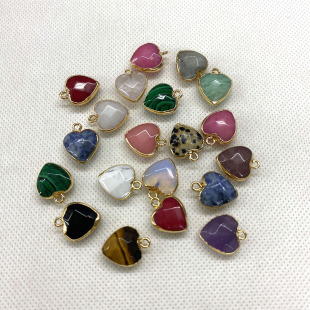 Natural stone cut face opal 15x 18mm heart-shaped edging single hole pendant DIY necklace accessories