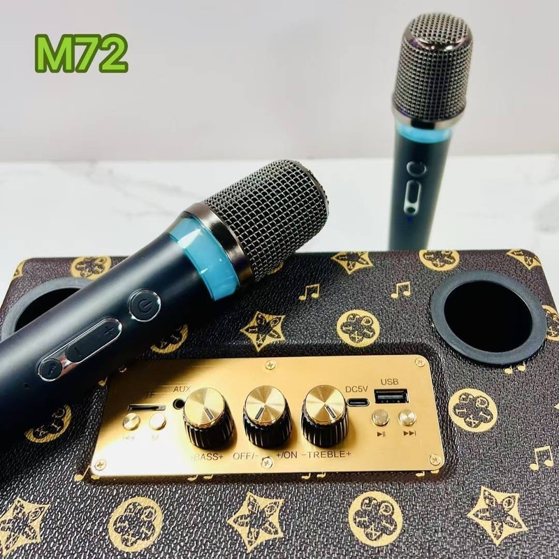 外贸M72复古蓝牙音箱木质家户外手提麦克风一体K歌音响20W大功率|undefined