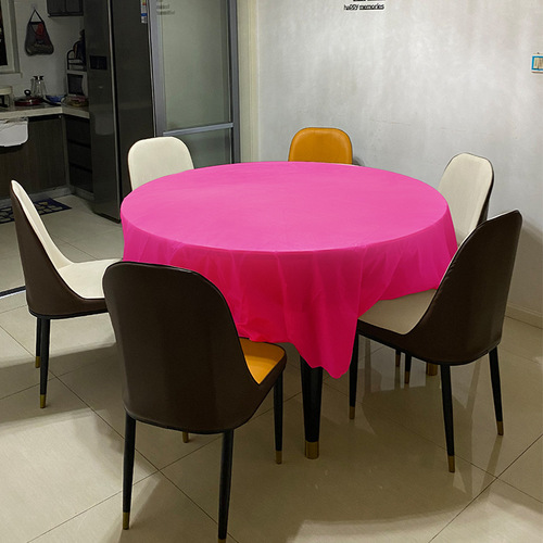 Disposable tablecloth round table thickened tablecloth dining table plastic film tablecloth table mat disposable peva round tablecloth