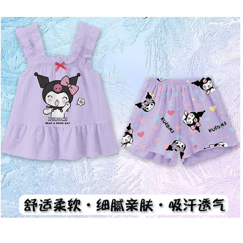 Girls 'vest suspender Kuromi pajamas Little girl printed princess children's summer thin sleeveless home wear