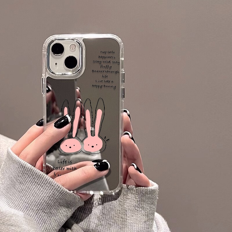 Pink Long Rabbit Ear iPhone Apple 17Promax Mobile Phone Case 17/15Plus/14Promax Protective Cover XS Trendy