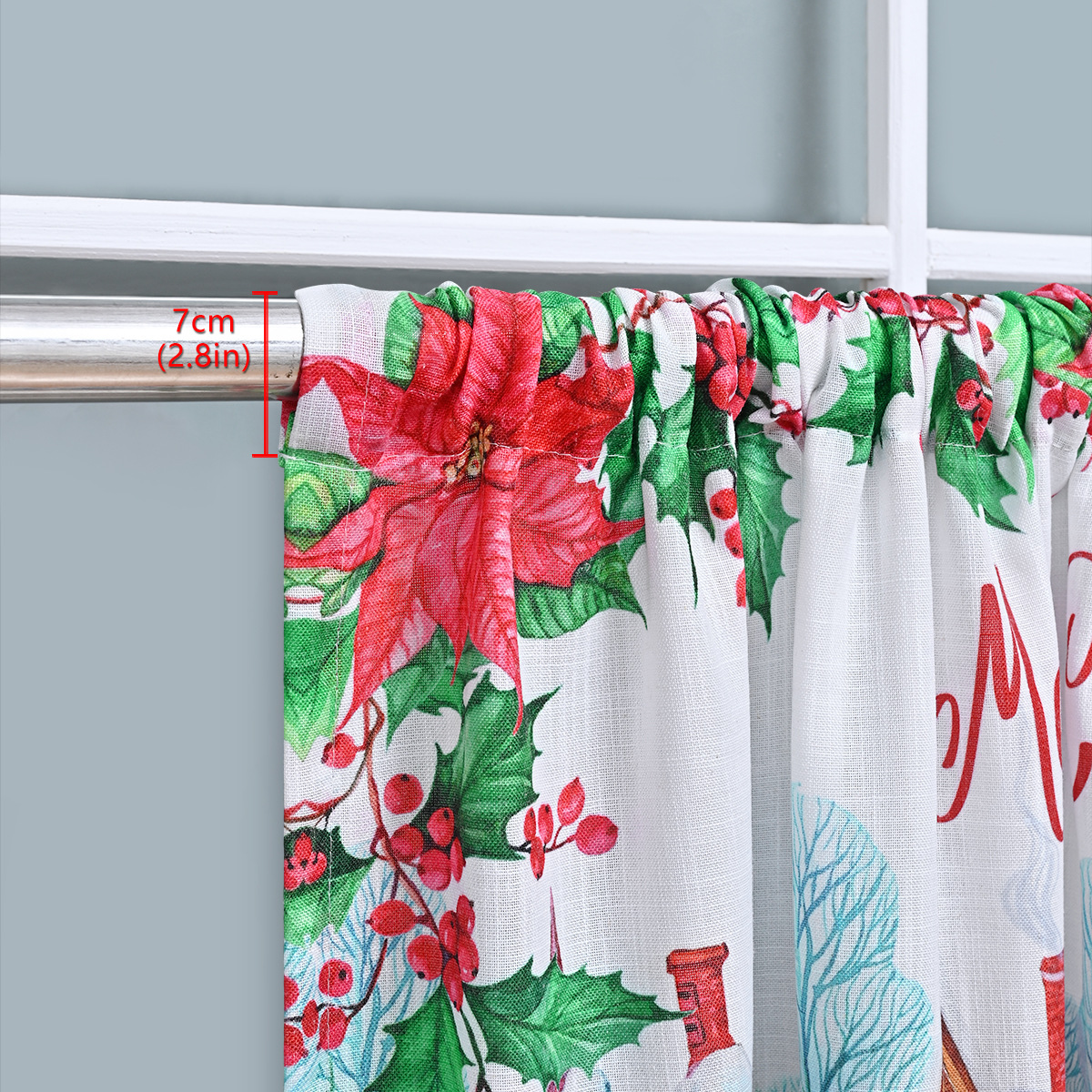 Nuevo estilo transfronterizo colorido Navidad cortina de impresión de cortina corta cortina de barrera de sombra de cocina europea y americana fabricante de cortinas pequeñas