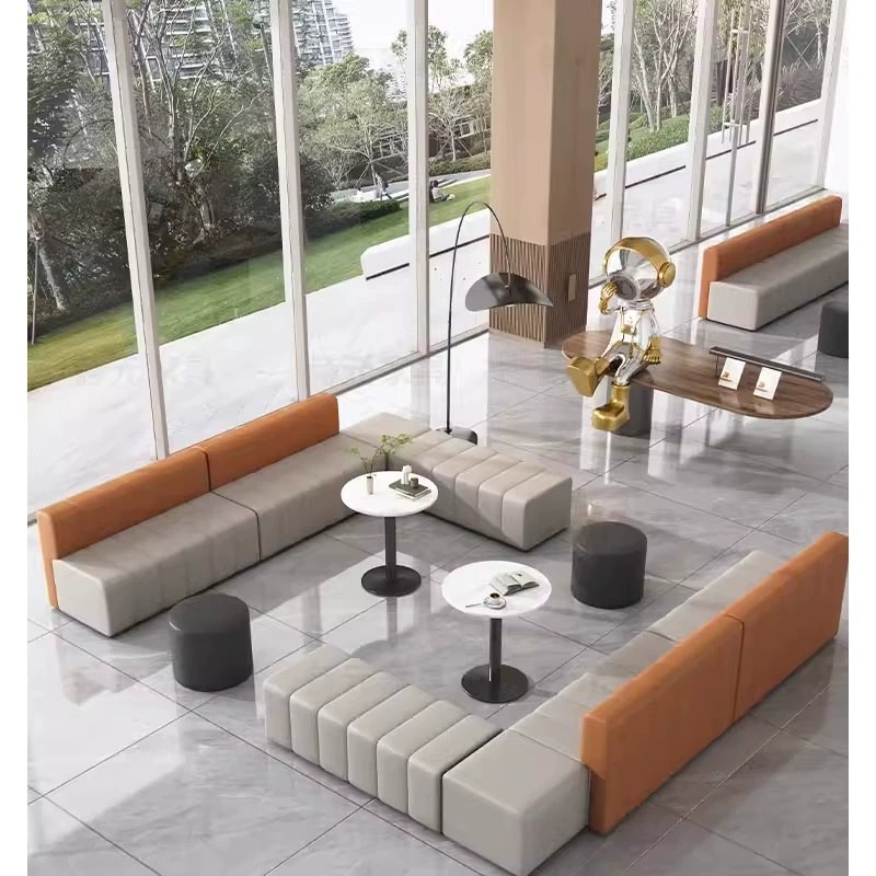 Office leisure reception sofa for training institutions and shops, wall-mounted, backless, corner booth, long bench for waiting areas