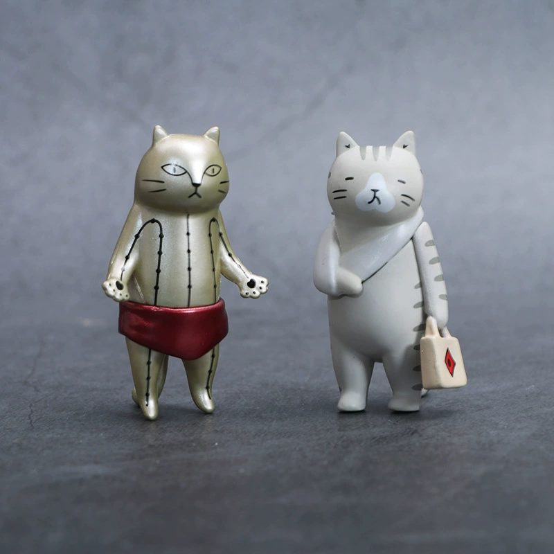 6 фигурок Китайского музея боевых искусств, китайская мода, Blind Box, кошачья леди, декор, голова аккупунктура, калико кот модель украшения