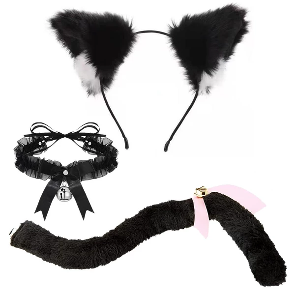 7# Black outside and white inside + black collar + black tail