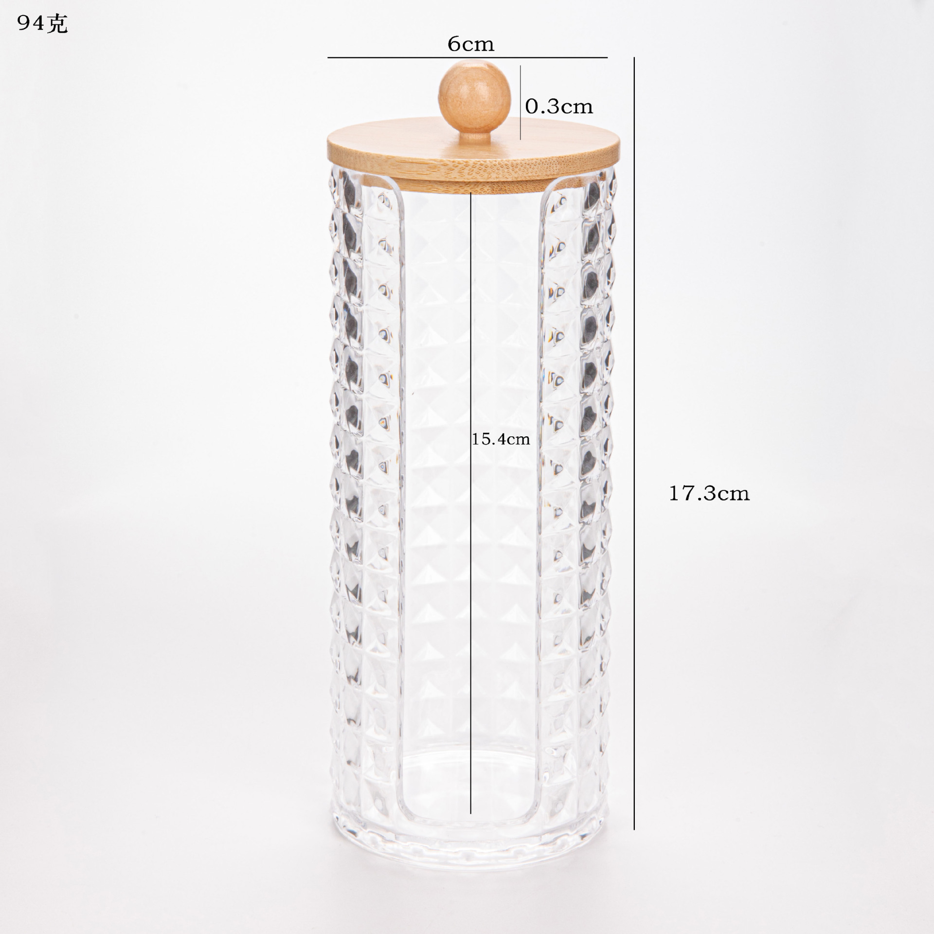 Nuevo producto transparente de marca de algodón de diamante cubierta de bambú PS portátil redonda larga combinación caja de almacenamiento de algodón cosmético