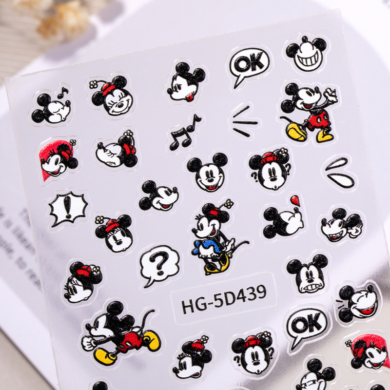 Cute Mickey Mouse Nail Stickers 5D Embossed Cartoon Mickey and Minnie Nail Stickers Accessories Hg Model