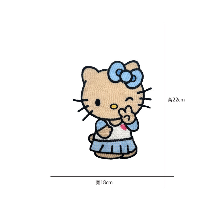 Cartoon al por mayor bordado por computadora kt pegatinas de tela de gato Sanliogou diy pegatinas de parche tejido cesta de ropa adorno accesorios pegatinas