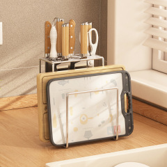 304 Stainless Steel Knife Stand Kitchen Knife Holder Counter Top Knife and Chopstick Tray Integrated Rack No Installation Storage Stand