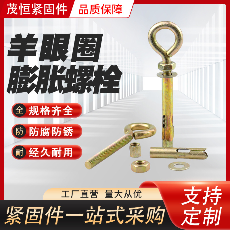厂家批发羊眼圈膨胀螺栓镀锌吊环膨胀丝重型带圈内膨胀羊眼圈壁虎