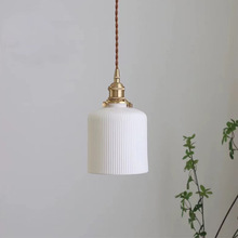 日式陶瓷吊灯复古条纹餐厅吧台民宿床头玄关过道茶室北欧黄铜吊灯