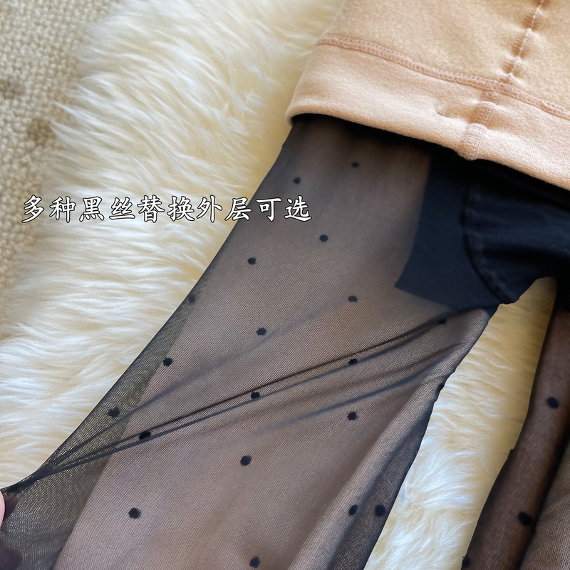 Double layer 0d black silk replacement outer light leg artifact replacement outer button outer layer replacement stockings