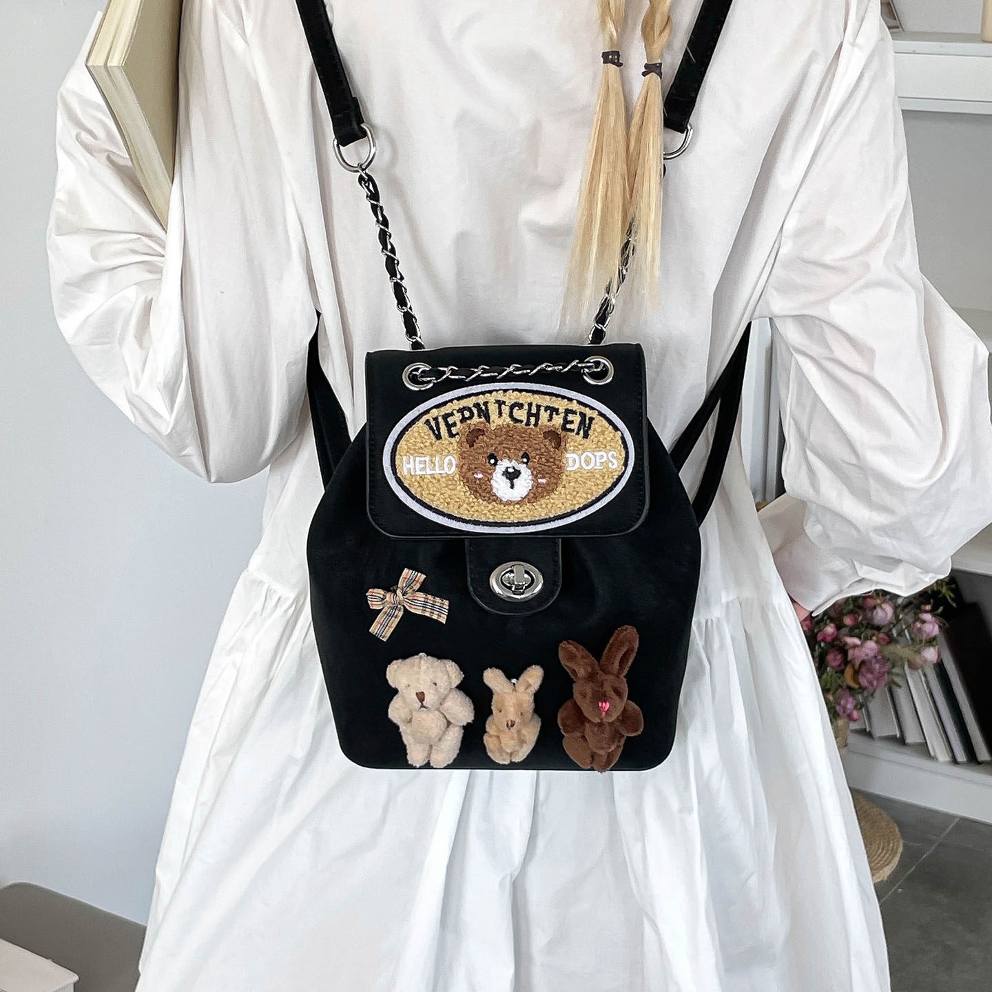 Mini mochila popular de moda femenina nueva mochila de dibujos animados Bear Nichong 2026 viaje de verano lindo japonés