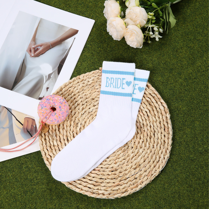 Cross-Border Socks Amazon New Bridal Wedding Socks Valentine's Day Pattern Socks Contrasting Color Trendy Socks Mid-Calf Socks