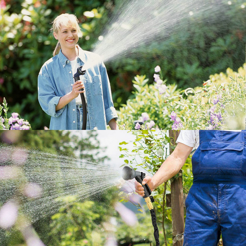 花园伸缩水管铜接头伸缩水管水枪 8功能水枪三倍伸缩水管产品全检