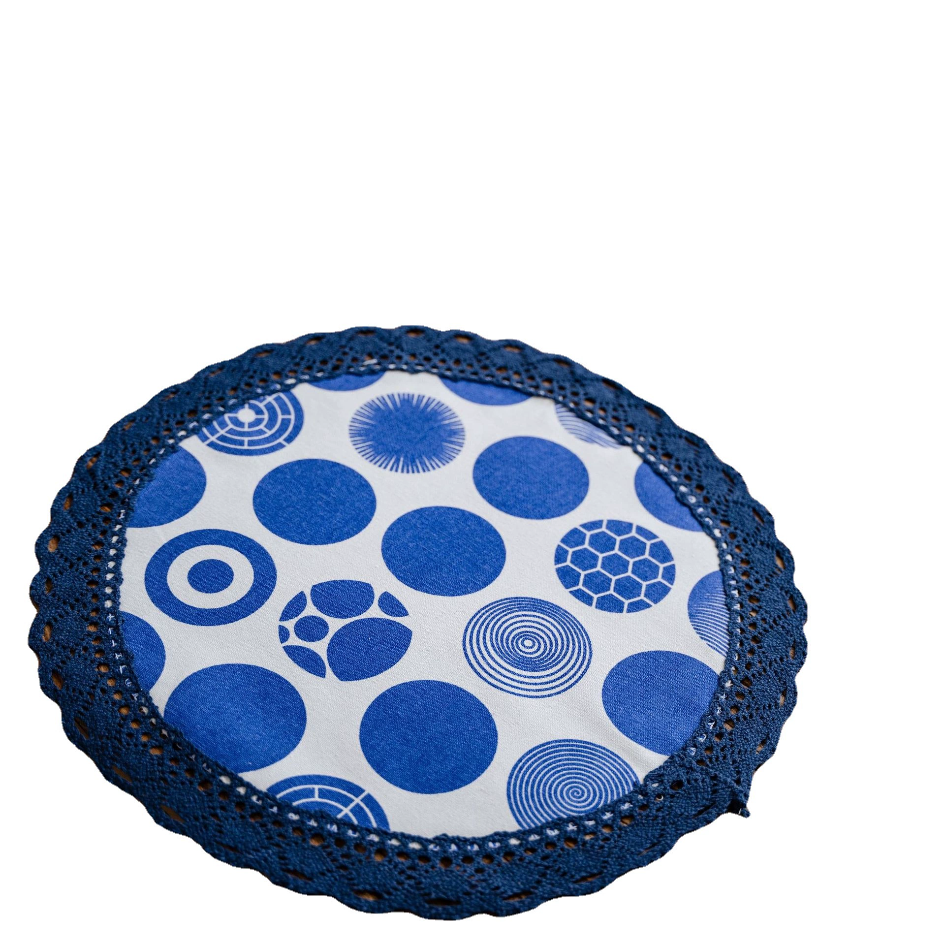 Placemat single-layer decorative lace, round and rectangular, 30/38 cm options, geometric prints