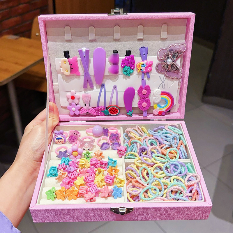 Caja de regalo para niños Jewelry Set linda niña pequeña regalo de cumpleaños princesa cabello cabello cuerda caja de joyería de alta gama