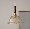 Simplicity brass a chandelier Restaurant a living room Study Bedside lamp personality Wooden handle lace Glass a chandelier