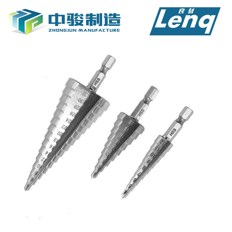 Plata color natural ranura recta mango hexagonal paso taladro broca de cuatro piezas traje pagoda traje de perforación