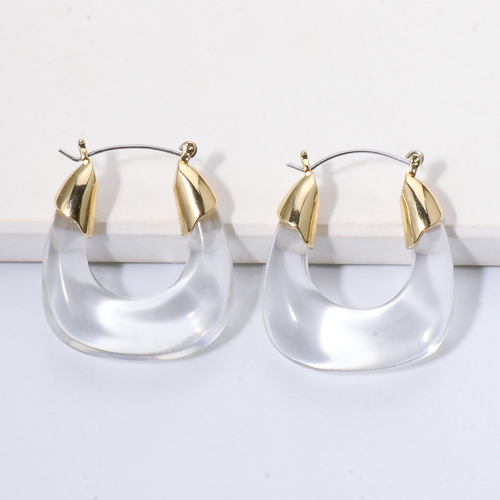 Exaggerated Transparent Resin U-shaped Earrings display picture 14