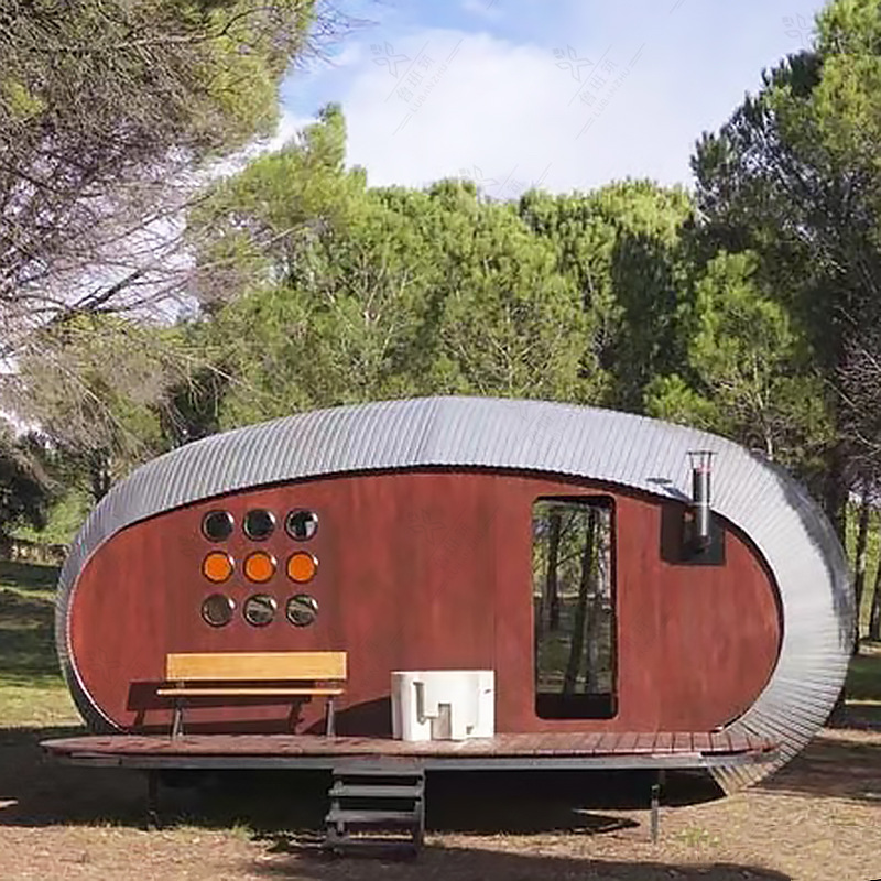 Outer Planet cápsula espacial UFO estilo industrial ronda cáscara de huevo Casa inteligente Dome Star River View huevo Casa Hotel