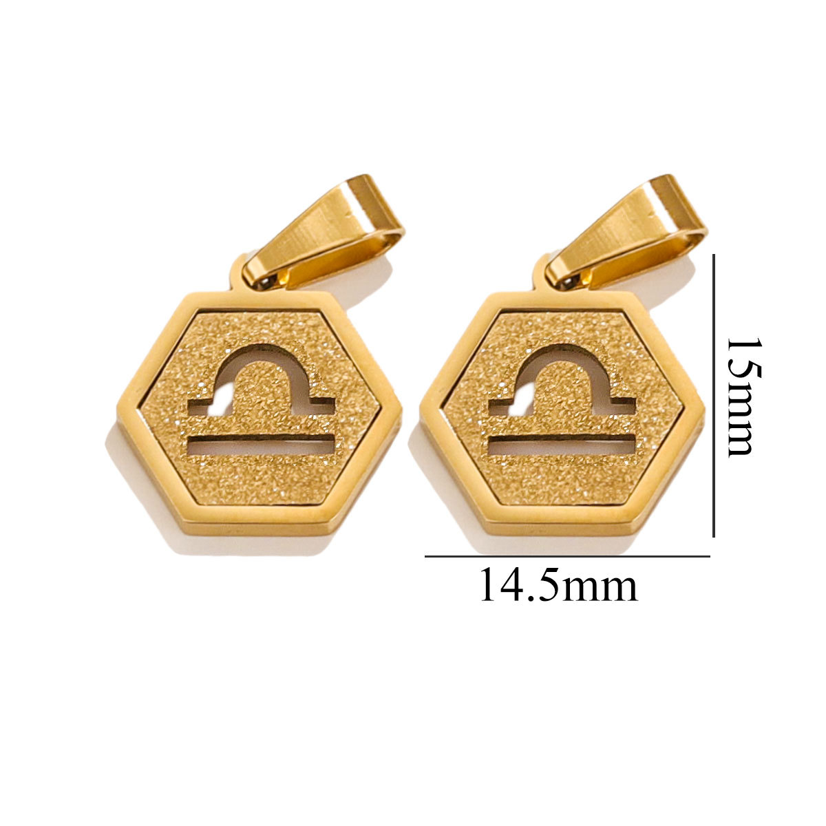 Hexagonal cuadrado europeo y americano arena de prensado de acero inoxidable 18K 12 colgante de constelación diseño de personalidad joyería DIY popular