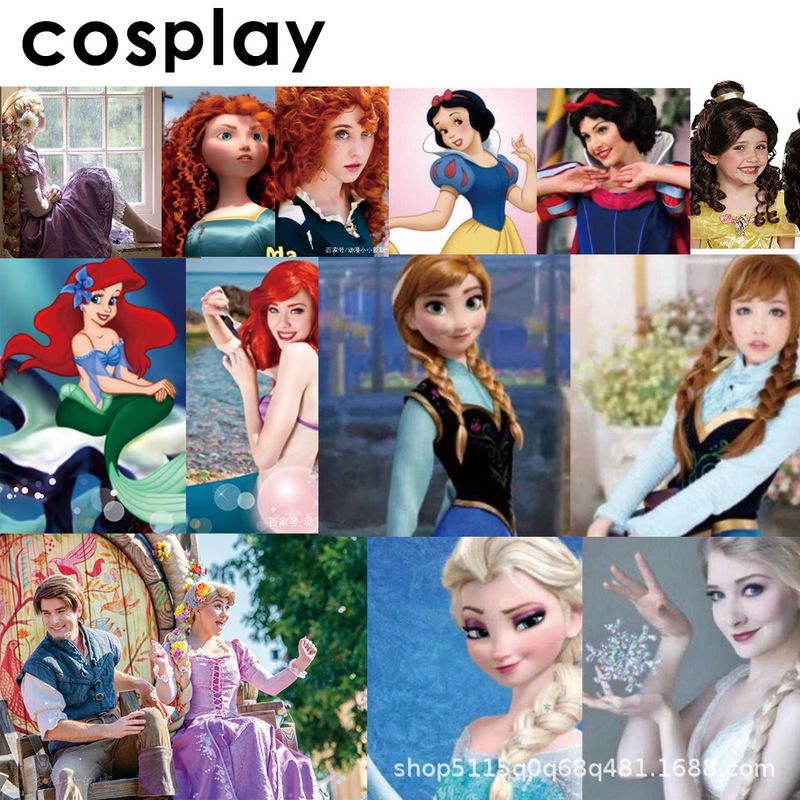 Disney Princess Wig Princess Wig Collection Elsa Anna Mermaid Children's Adult Performance Wig Disney Princess Wig Princess Wig Collection Elsa Anna Mermaid Children's Adult Performance Wig