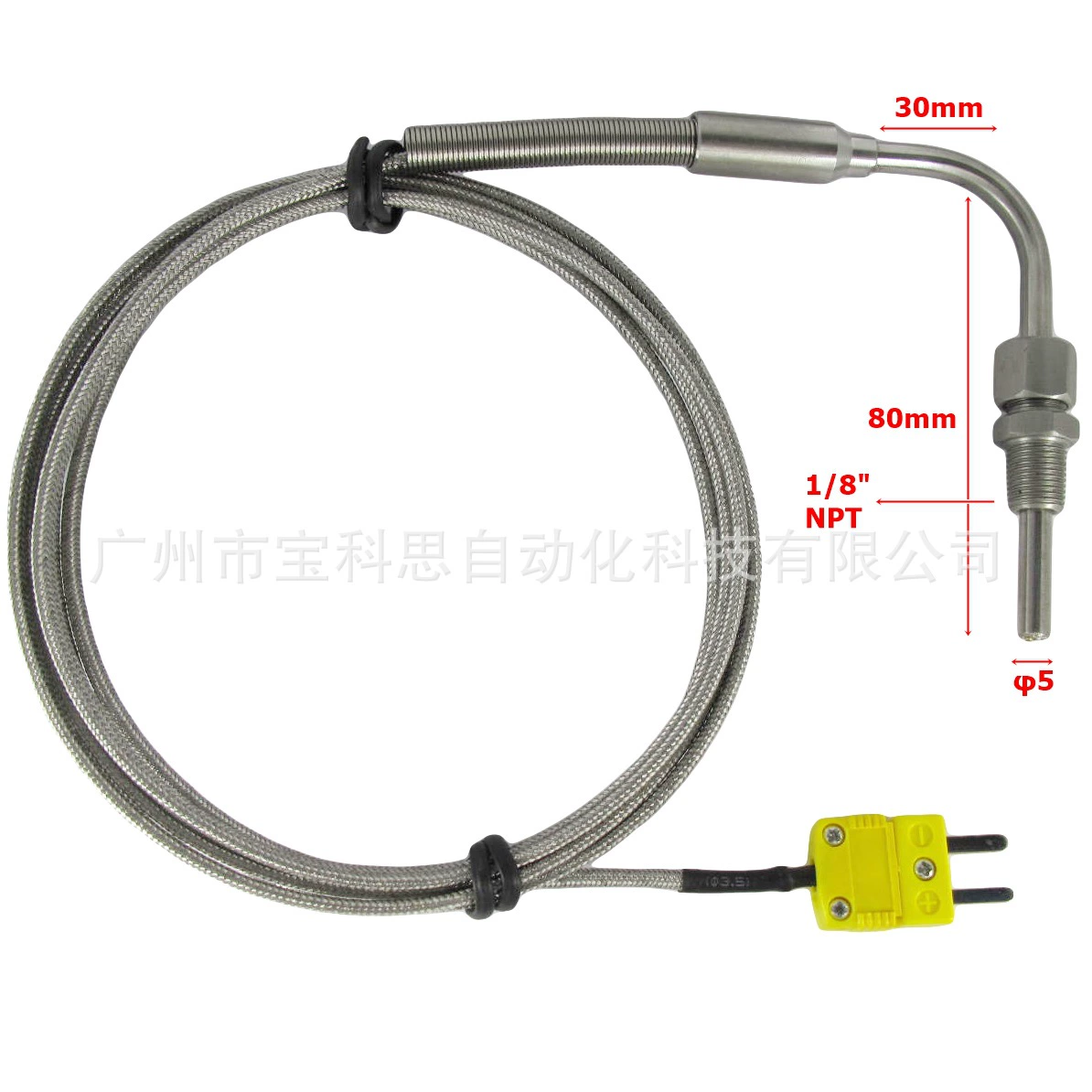 К печатает открытый тип локтя с датчиком температуры термопары локтя мужской штепсельной вилки открытым с желтой мужской штепсельной вилкой