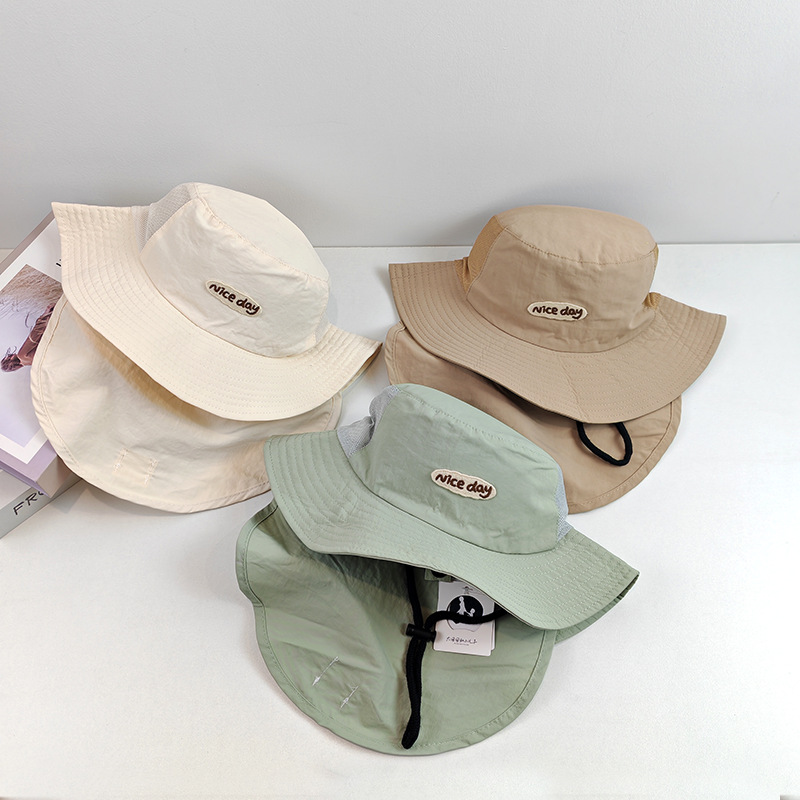 Sombrero de pescador para niños coreanos primavera y verano delgado gorra de cuello de secado rápido gorra de escalera para niños y niñas sombreros de escalera para proteger el sol