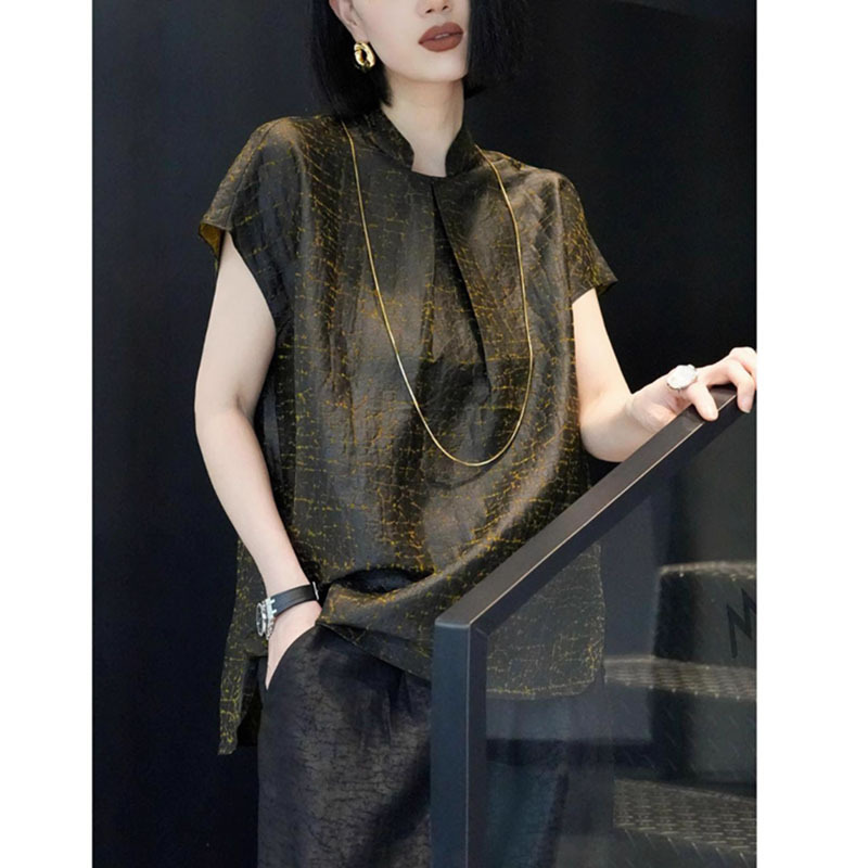 新中式女装国风短袖衬衫2025新款夏季高级感复古独特别致醋酸上衣|undefined