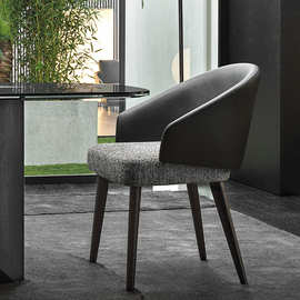 意式餐椅现代简约家用实木椅现代休闲餐厅时尚创意靠背布艺椅子