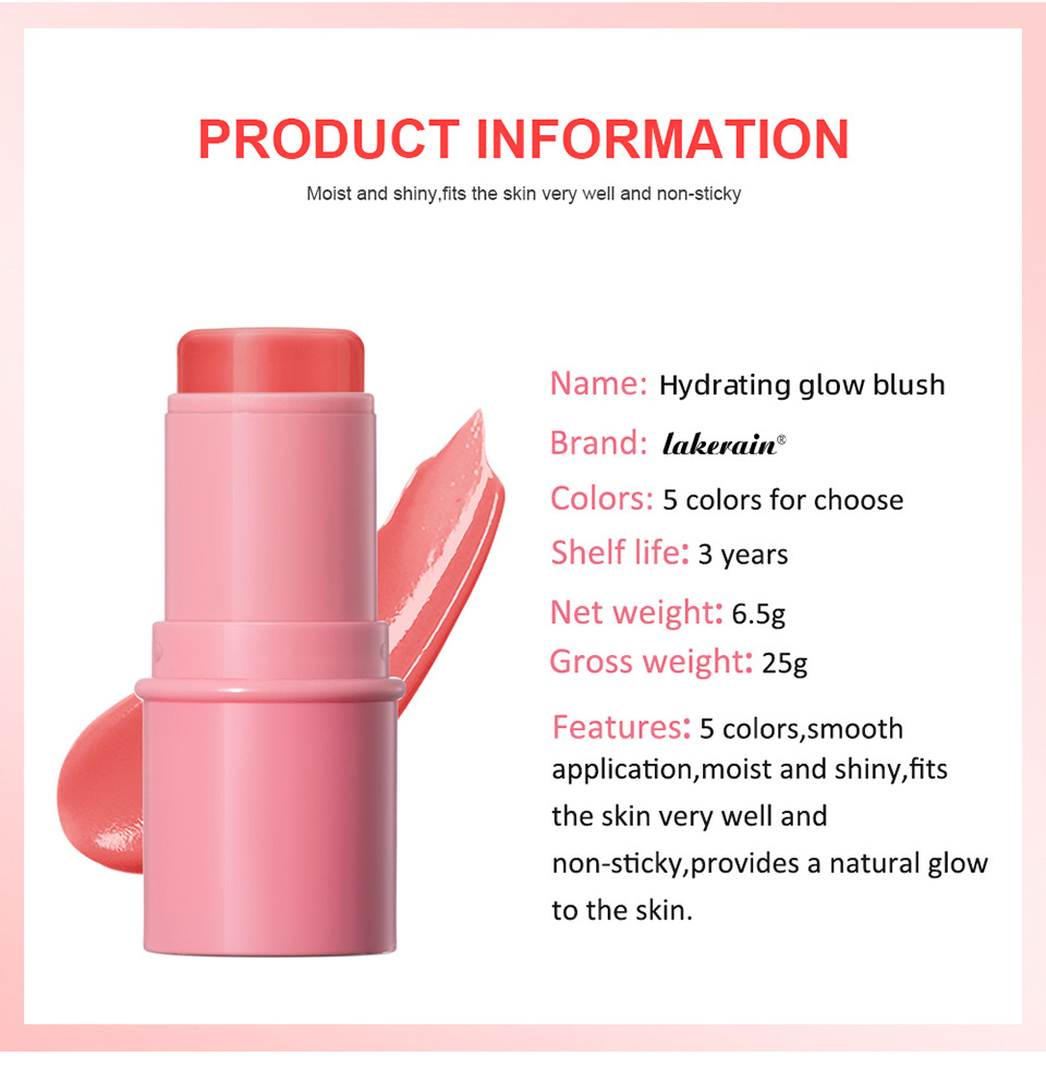 lakerain Water Glow Blush Cross-border Beauty color-enhancing Blush Stick undefined