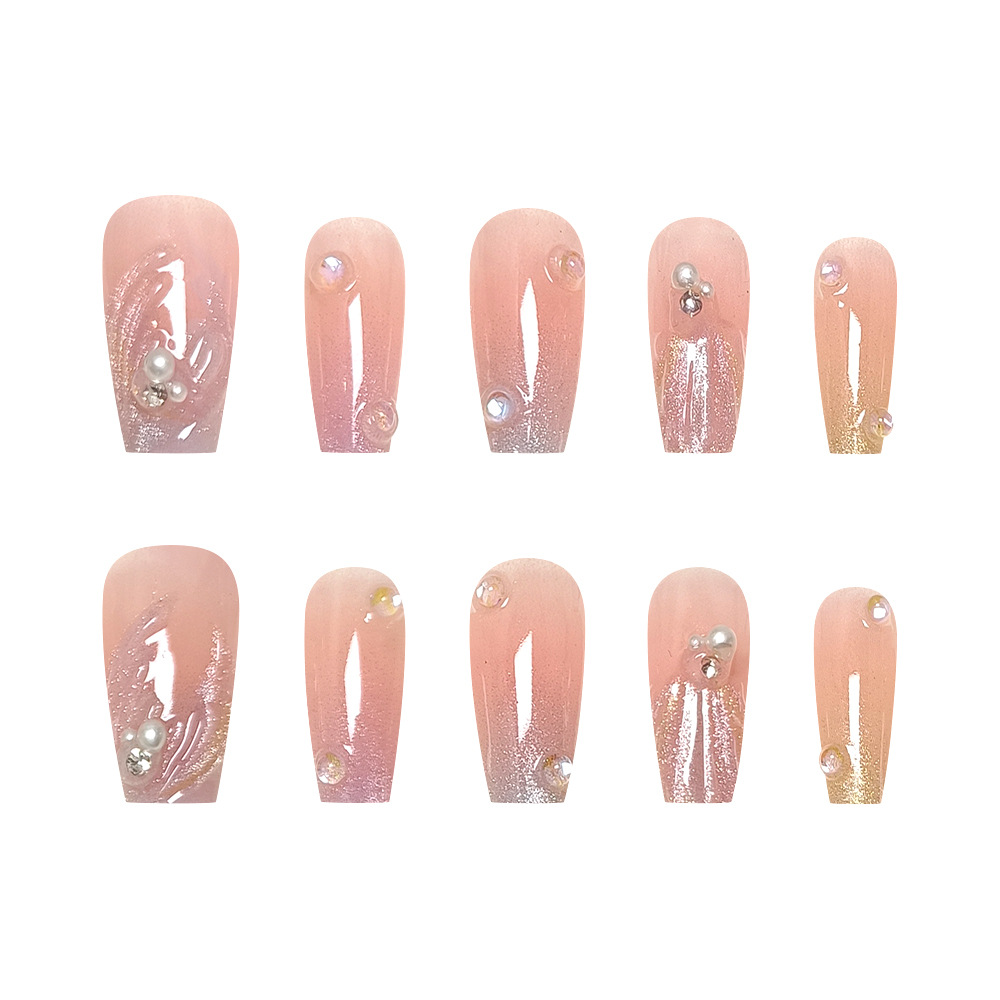 10 piezas de parche de manicura de ojo de gato de código dividido 3D brillo tridimensional con incrustaciones de diamantes uñas lindas y dulces uñas de vestir hechas a mano