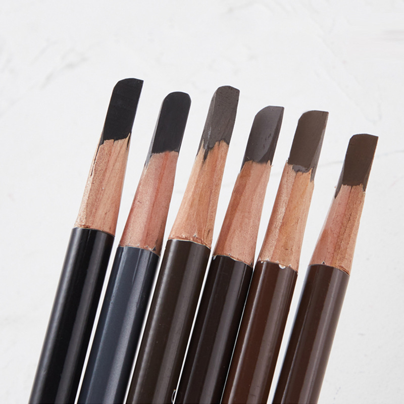翠黛工厂 砍刀方芯眉笔贴牌木头四方宽芯oem半永久定位眉笔加工