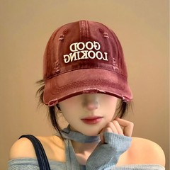 欧美破洞字母刺绣水洗棒球帽男女春秋户外显脸小新款时尚鸭舌帽子