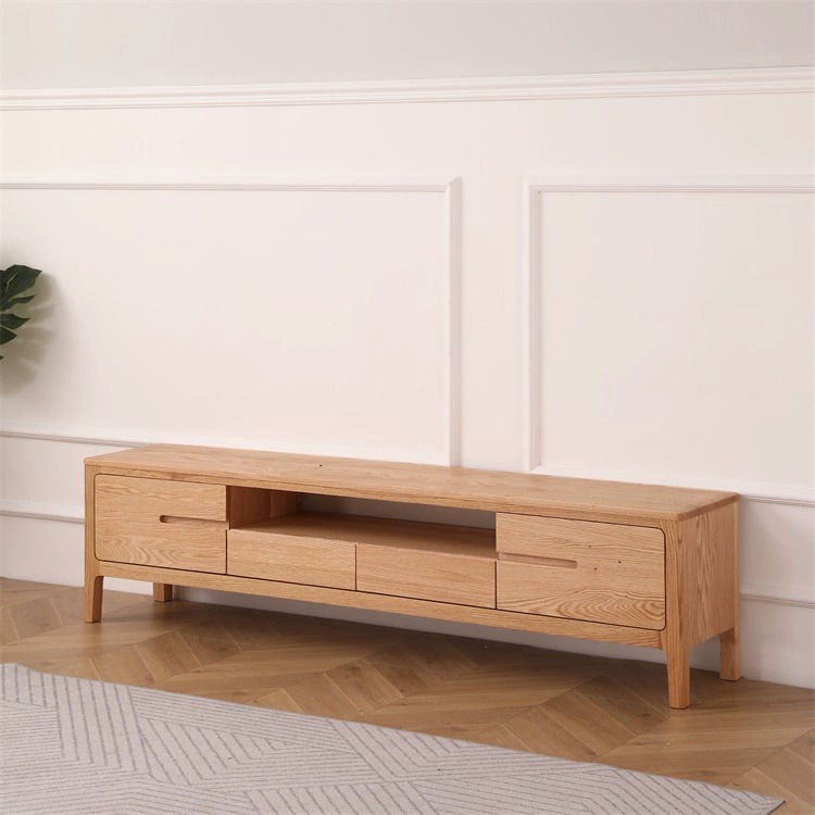 Nordic Style All Solid Wood Tv Cabinet Red Oak Tv Cabinet Black Walnut Color Floor Cabinet Simple Japanese Style Small Apartment