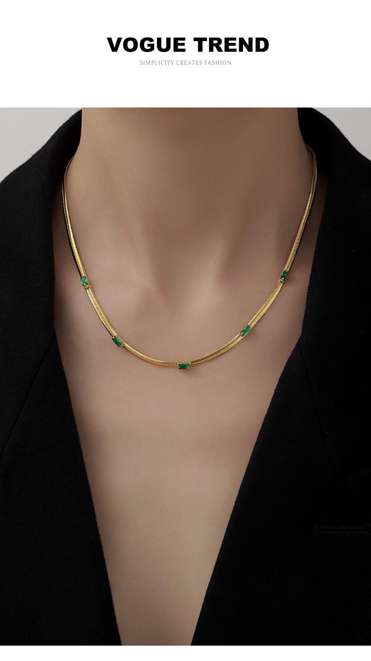 Titanium Steel Material Fashion Geometric Titanium Steel Inlay Zircon Necklace 1 Piece