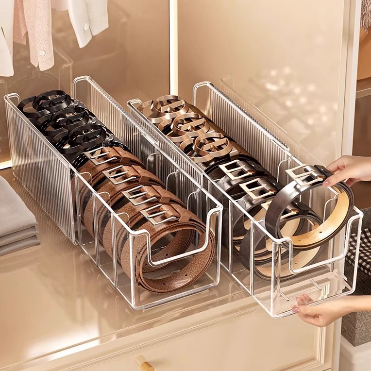 Retractable Belt Storage Artifact Household Drawer Divider Scarf Storage Box Men's Trouser Belt Storage Rack