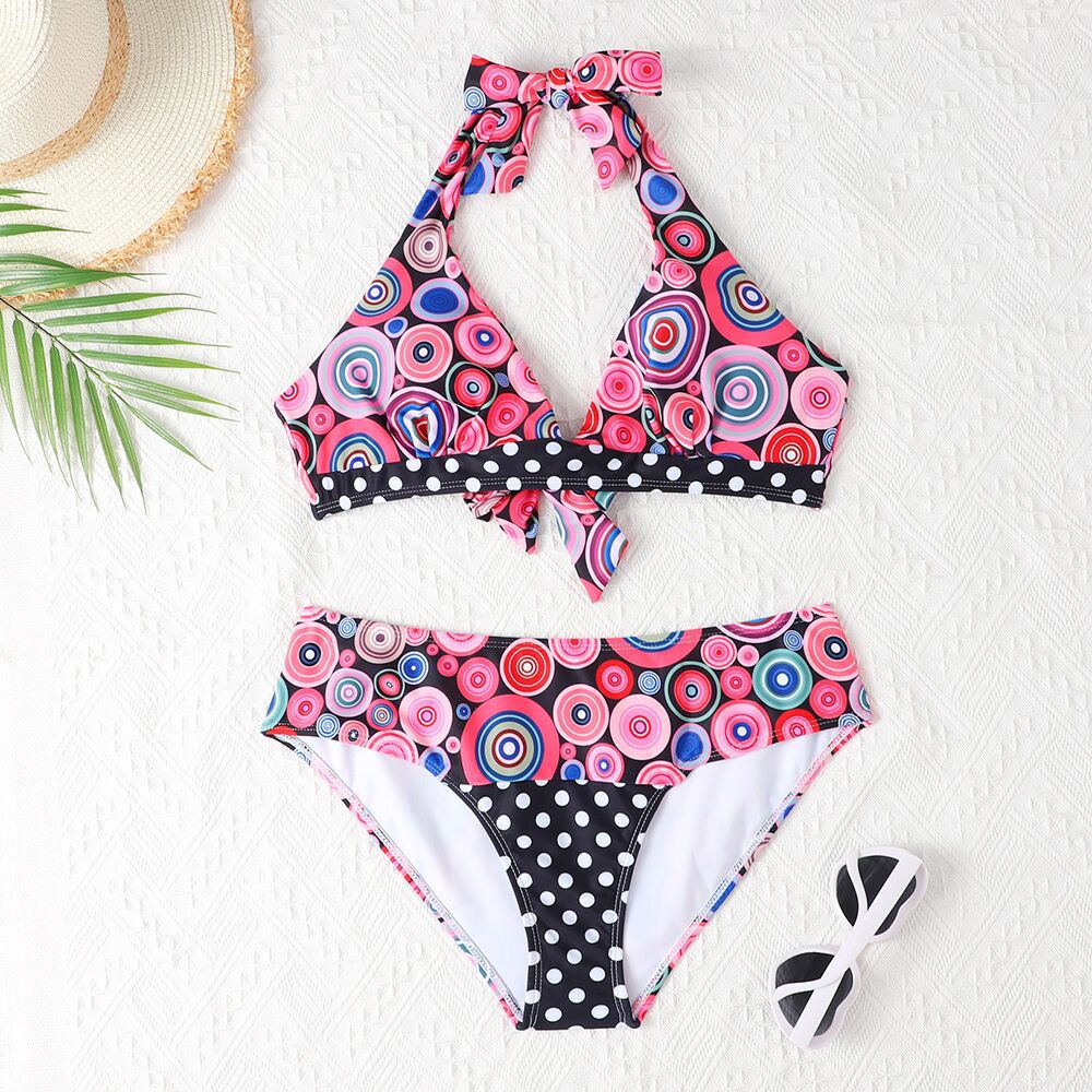 Sexy Bikini Set Mit Hohem Bund Und Muster Für Damen - Bademode_voghion.com
