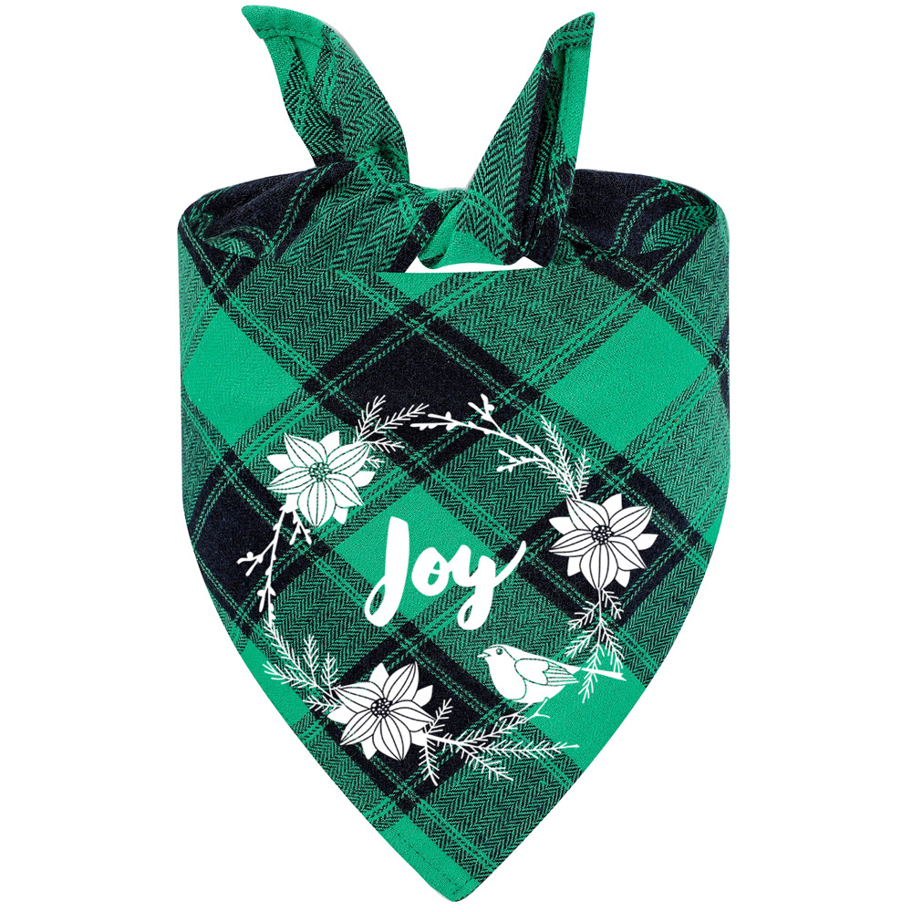 Fabricante en stock transfronterizo exclusivo algodón plaid mascota toalla triángulo perro saliva toalla Navidad mascota saliva toalla