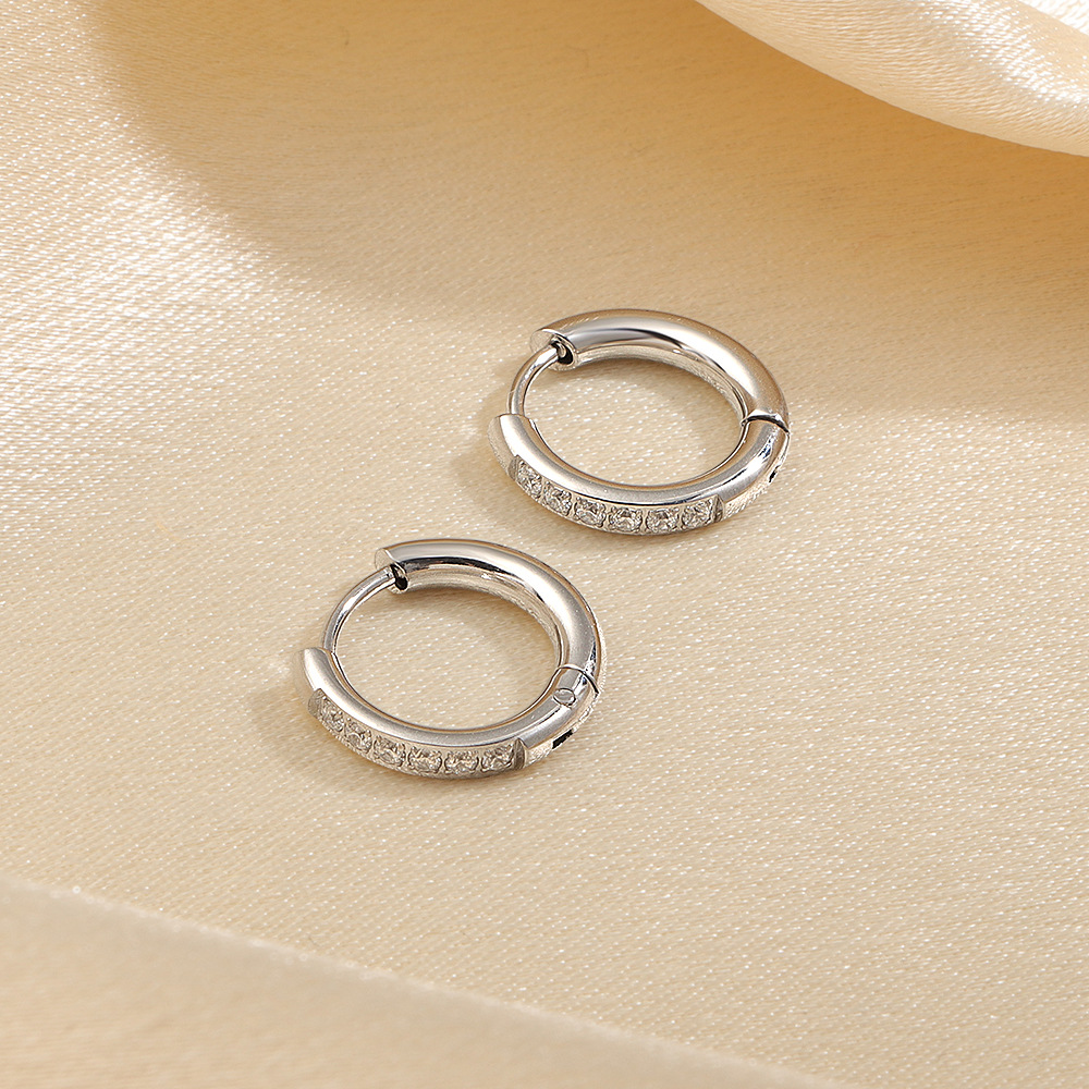 minimalist Titanium Light Luxury Diamond-studded Hoop For Women, High-end Stainless Steel Ring Jewelry Accessories_voghion.com