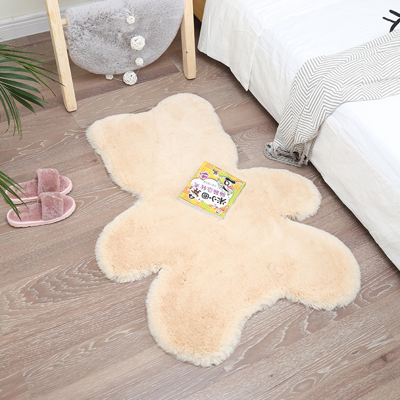 Car Carpet – Katong Rug - beige-bear-faux-rabbit-fur-3cm-hair-length-7090cm