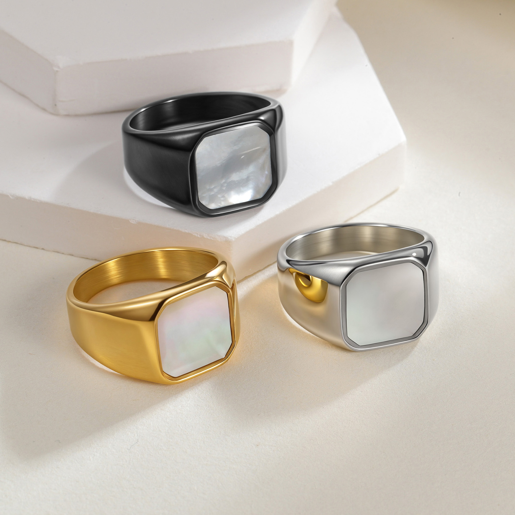 15g Weight Rings Classification 1 Piece Quantity Hip-Hop Vintage Style Solid Color Titanium Steel Plating Men's Rings Men Signet Rings