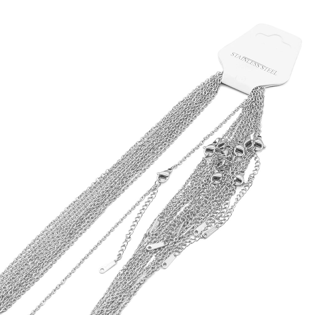 5-10 pieces/bag stainless steel necklace O-shaped chain flat cross diy jewelry plain chain side snake chain titanium steel clavicle chain