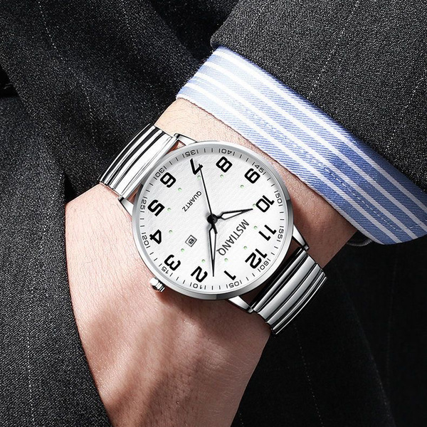 Women's waterproof quartz men's watch for elderly