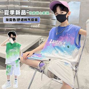 Boys Summer Sleeveless Vest suit 2024 New Summer Boys Casual Fashion Children's Sports Handsome Fashion
